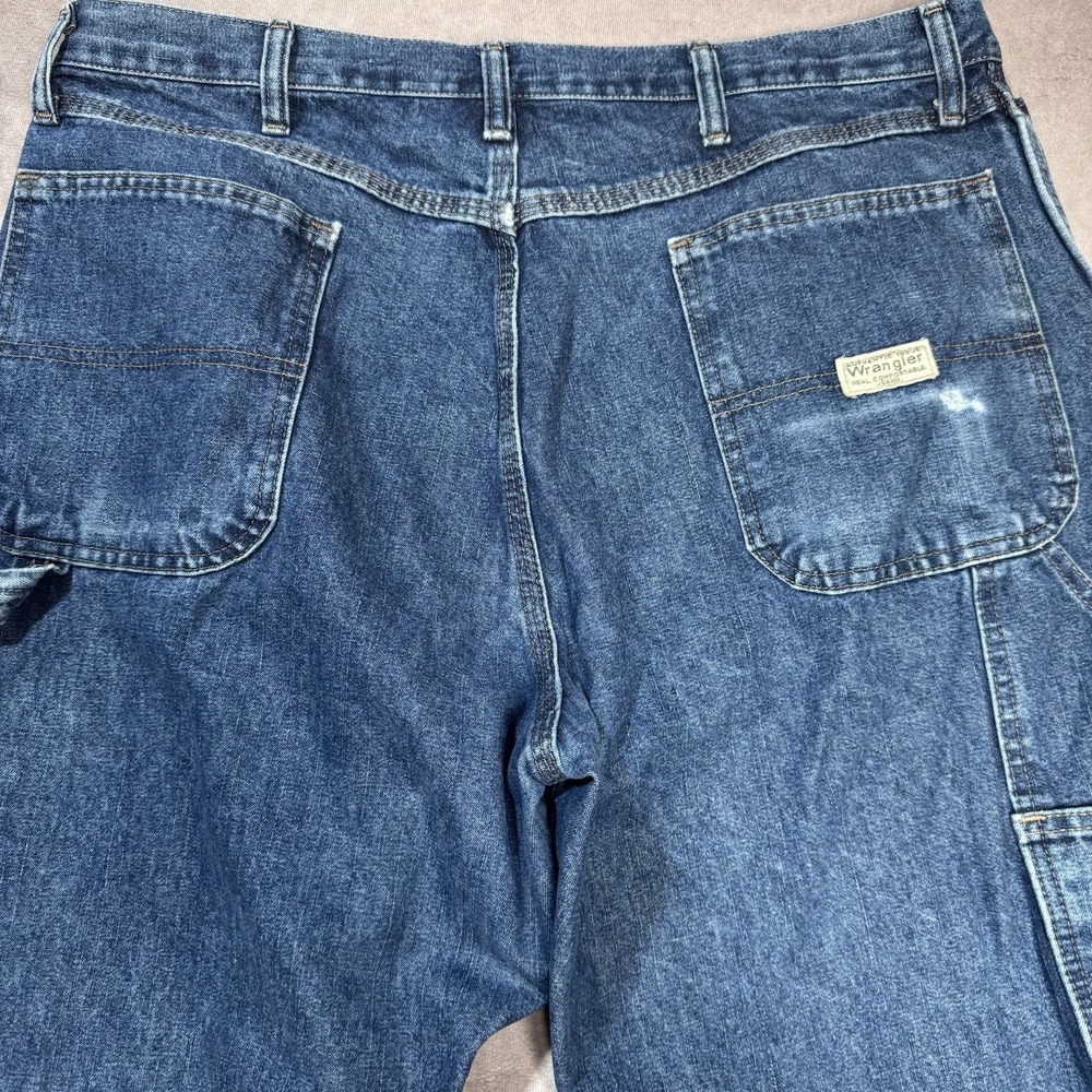 Wrangler Jeans Mens 38x30 Carpenter Relaxed Straight Medium Denim Work Distress